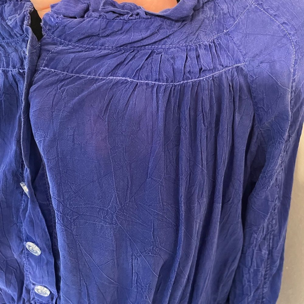 Johnny was blue embroidered blouse small - Picture 4 of 10